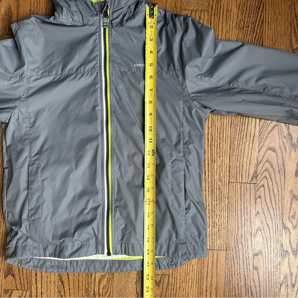 Size 8 London Fog Grey Lined Windbreaker with Hood - Picture 7 of 10